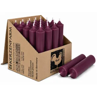 Hahn Kerzenfarm Spitzkerze Stabkerzen kurz 25 Stück, 10 cm, Ø 2,2 cm, Made in Germany lila