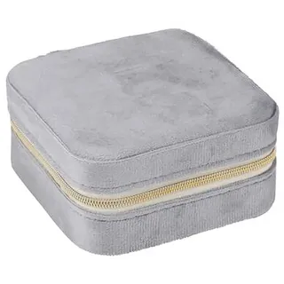 Touch of Beauty Schmuckkasten VELVET SCHMUCKBOX Schmuckkasten Schmuckkästchen 40 (Grau-Eckig), Organizer Schmuck für Ringe Ohrringe Halskette Etui Box grau