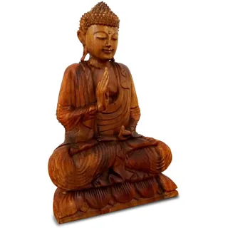 livasia Buddha Figur aus Holz 50cm hoch – Balinesische Handwerkskunst – Buddha Figuren aus Suarholz, einzigartig durch traditionelle Handarbeit, jedes Stück EIN Unikat