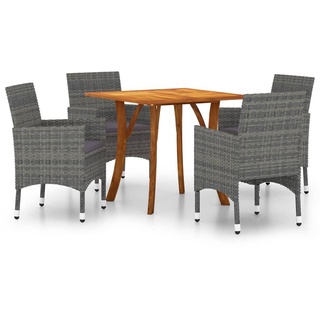 Sitzgarnitur mit 1 Tisch und 4 Stühle, stilvolle 5-tlg. Garten-Essgruppe Lounge-Set Für 4 Personen, Grau