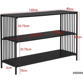 FineBuy Bücherregal 120 cm Schwarz