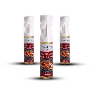 SANTOS 3er Set Multi-Funktionales BBQ Grillspray 280ml - Rostschutz, Pflege, Antihaft-Beschichtung - 100% natürliche Inhaltsstoffe, geschmacksneutral