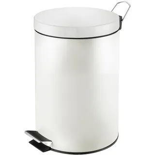 PROREGAL Runder Tretabfallsammler mit herausnehmbaren Kunststoff-Inneneimer | 20 Liter, Höhe 44,5cm | Weiß