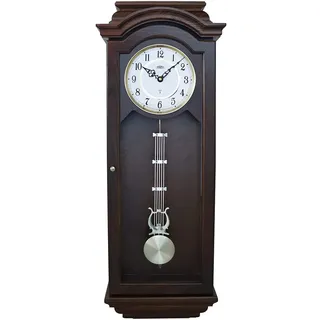 PRIM Design Pendel-Holzwanduhr Radio Melody III - B - funkgesteuert, Dunkles Holz/Melody, luxuriöse Funkuhr, große Wand-Dekoration: 280 x 785 x 142 mm, Luxus Deko für Wohnzimmer, Schlafzimmer, Büro