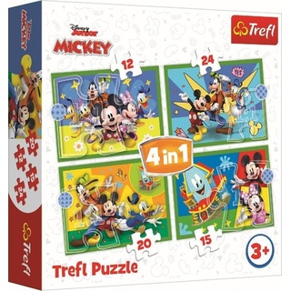 4 in 1 Puzzle 12,15, 20, 24 Teile Mickey Mouse und Freunde