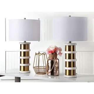 Safavieh Juliette Tischlampe (2er-Set), Metall, Gold/Weiß,38 X 38 X 69.85 cm