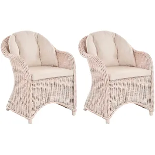 Krines Home Loungesessel Set/2 Rattan Wintergartensessel Orlando Lesesessel Rattansessel Lounge (2-St., 2x Sessel), Sessel geschwungen weiß