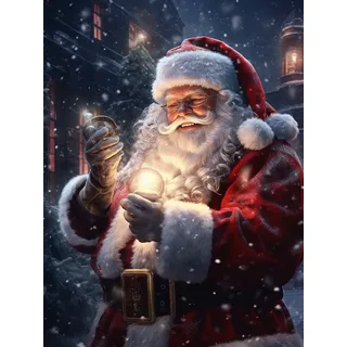 Reofrey 5D Diamond Painting Zubehör Weihnachtsmann, DIY Full Dril Weihnachten Diamant Painting Bilder Set Diamant Malerei Vollbohrer, Kreuzstich Erwachsene Stickerei Crystal Strass Foto Craft 30x40cm