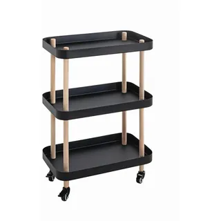 Servierwagen, Natur, Schwarz, Buche, Holz, Metall, Buche, massiv, rechteckig, 30x76x50 cm, Stauraum, gastro- und objekttauglich, Esszimmer, Barmöbel, Barwagen
