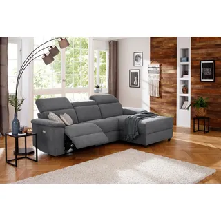 loft24 Sofa Tana - Couch Polstermöbel, 3-Sitzer Couch, Ecksofa Relaxfunktion, Wohnlandschaft modern grau