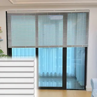 WZDXFNLD Aluminium Jalousien für Innen Fenster 30 45 75 80 110 120 140 165 180 200 210 cm Breite, 25mm Lamellen Horizontal Verdunkelungs Alu Jalousette, Wetterfest Jalousie, Einfache Montage(Weiß)