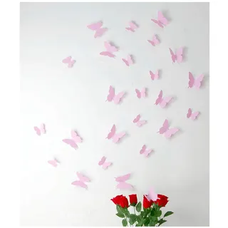 Aufkleber-Set 12 3D Schmetterlinge Rosa
