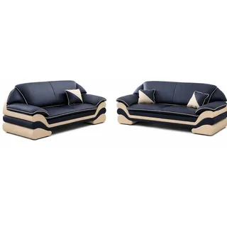 Xlmoebel Polstergarnitur Design Sofa Garnitur 3+2 Sitzer – Modernes Kunstledersofa Sofort, (2-tlg) schwarz