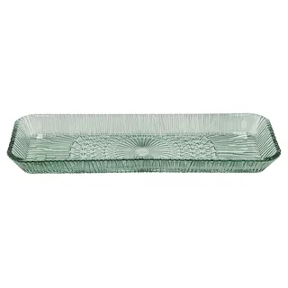 BITZ Kusintha Servierplatte, Servierplatte aus Glas, 38 x 14 x 3 cm, Grün