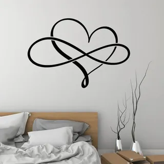 MIXUEXUNLU Unendliche Liebe Vinyl Wandtattoo Herz Romantische Kunst Schlafzimmer Aufkleber Wandbild Paar Zimmer Dekor Geschenk Aufkleber Kunst Poster