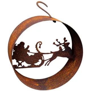 Weihnachtsmann mit Schlitten Edelrost Gartendeko Weihnachten Rostdeko Landhaus