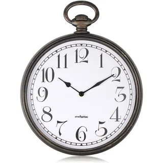 FISHTEC Design-Wanduhr – Taschenuhr Vintage – leicht ablesbar mit großen Ziffern – geeignet für Küche, Büro, Wohnzimmer 30 cm – Schwarz & Kupfer