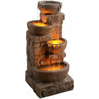 Teamson Home Kaskadenbrunnen 84,5 cm Kaskadierende Schalen & Gestapelte Steine LED