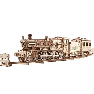 Ugears Harry Potter Hogwarts Express Modellbau Holzpuzzle Erwachsene - 3D Puzzle Modellbausatz Holz Zug Spielzeug Modell Mit Eisenbahn - Basteln Erwachsen Bausatz Enthält, Kutsche, 3 Figuren