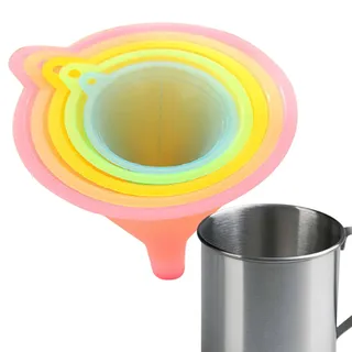 Sysdisen Kleiner Trichter,Bunte Trichter in 5 Größen - Allzwecktrichter-Set zu schnellen und sauberen Umfüllen von Öl, Bier, Flüssigkeiten, Lebensmitteln und Pulver