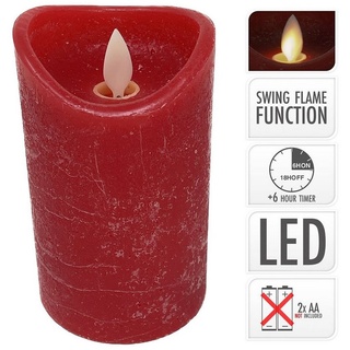 ToCi LED-Kerze 4x LED Kerzen Rot mit Timer bewegliche Flamme flammenlose Echtwachs 12,5 cm