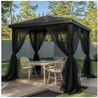 Jibenhome Moskitonetz Outdoor Vorhang,Moskitonetz für Innen und Außen,DIY (1 St), für Garten Balkon Schwarz Patio Porch Garten Pool Wohnzimme schwarz 160 cm x 305 cm