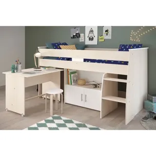 Parisot Hochbett Jugendzimmer mit Schreibtisch ausziehbar Bett 90 x 200 | Gr.: onesize