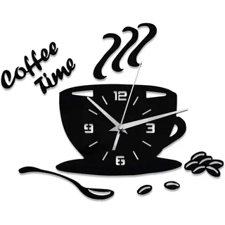 Moderne, Geräuschlose Quarz-wanduhr ‚Äì Kaffeetassenform ‚Äì Wasserdicht ‚Äì Dekorativer Spiegel ‚Äì Analog