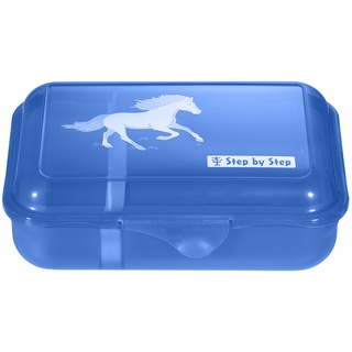Step by Step Lunchbox Wild Horse Ronja, Blau, mit Trennwand und Klickverschluss, spülmaschinenfest, BPA-frei, für Schule und Kindergarten, 0,9l