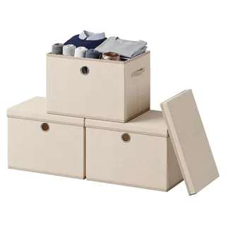 Songmics Aufbewahrungsbox 43 x 30 x 30 cm 3-tlg. beige