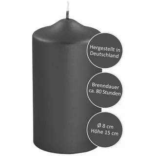 Fink Stumpenkerze Wachs, schwarz, 8cm