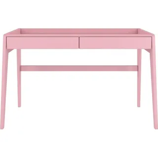 Visby Lisa Holzbuche Schreibtisch mit erhöhten Rand / Frisiertisch Schminktisch mit 2 Schubladen / Pastellrosa - Rosa