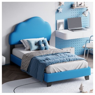 SIKAINI Kinderbett (1-tlg., Einzelbett für Kinder), Lattenrost, Die l attenroststruktur macht das Bett stabil blau
