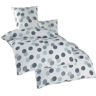 KH-Haushaltshandel Bettwäsche 4-tlg. Seersucker Bettwäsche 2x (135x200 +80x80cm), weiß, Seersucker, Punkte Kreise, bügelfrei, Microfaser weiß