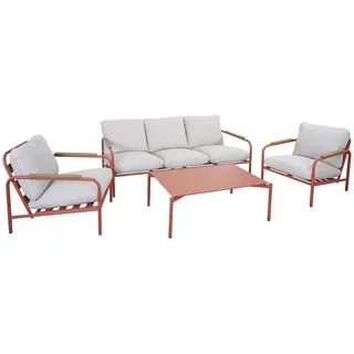 Mendler HWC-O11 Gartengarnitur 3-Sitzer terrakotta/beige