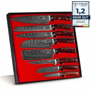 Küchenkompane Messer-Set Asiatisches Messerset Kasshoku 8-teiliges Küchenmesser Set Premium (8-tlg) braun|silberfarben