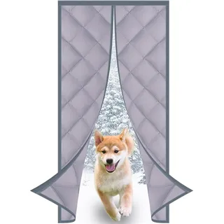 MEEYI magnetisches automatisches schließen isolierter türvorhang 110x210cm wärmedämmung lärmminderung magnetschirmtür wärmeschutzvorhang Magnet tür wärmeschutz für Fenster-Grau