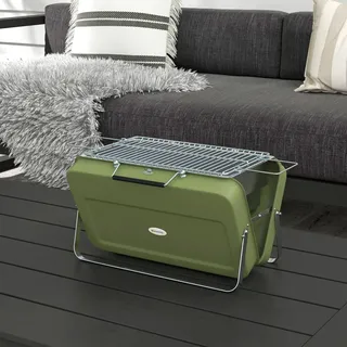 Koffergrill, Mini-kohlegrill, Klappbar, Mit Kohleschale Und Ascheauffangschale, Metallgehäuse, Grün