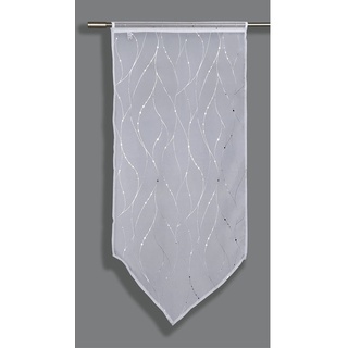 GARDINIA Fensterdekoration, Voile mit Silberdruck, Deko-Gardine, Sichtschutz, Blendschutz, Lichtdurchlässig und transparent, Weiß, 60 x 120 cm