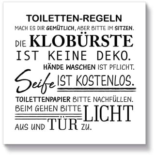 Holzbild »Toilettenregeln«, Sprüche & Texte, (1 St.), 71070443-0 weiß B/H/T: 15 cm x 15 cm x 2,1 cm
