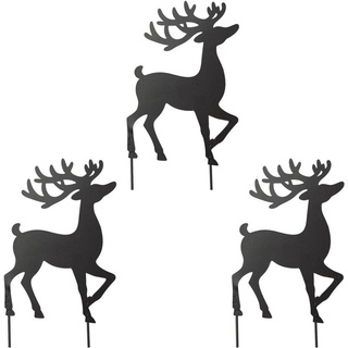 Creativ deco Weihnachtsfigur Weihnachtsdeko (3 St), Hirsch zum Stecken schwarz