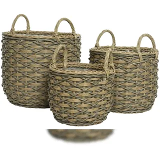 KSD 3 Blumentöpfe Pflanzenkübel 36-48cm Outdoor Plastik braun - Große Blumentöpfe Blumenkübel Pflanzkübel - Deko Garten - Pflanzgefäß aussen - Plant Pot