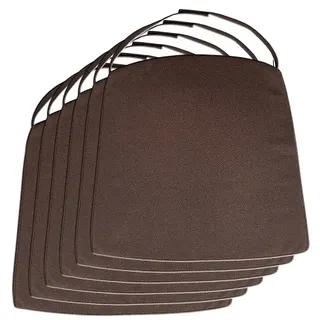Stuhlkissen Sitzkissen 42x44cm Stuhlauflage braun Wildlederoptik Kissen mit Klettverschluß : SET 6 Stück