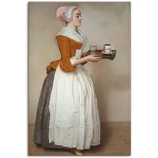 Wandbild ARTLAND "Das Schokoladenmädchen. Um 1744/45" Bilder Gr. B/H: 80 cm x 120 cm, Leinwandbild Frau, 1 St., beige (naturfarben) Kunstdrucke als Alubild, Outdoorbild, Leinwandbild, Poster, Wandaufkleber