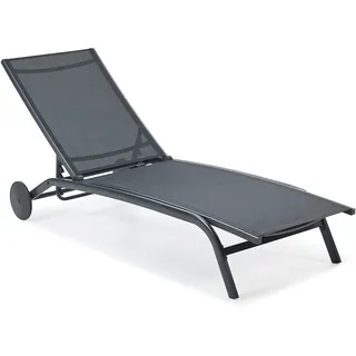 Leco-Sonnenliege Nele – Elegante Gartenliege mit 5fach Verstellbarer Rückenlehne und Rollen für einfaches Handling – Gestell Anthrazit