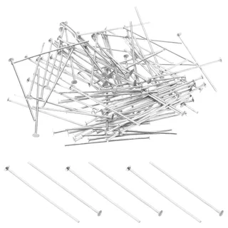 PATIKIL 1,57x0,11" Aluminium Kronleuchter Verbindungsstifte, 400 Stück Kronleuchter Kristallclips zur Befestigung von Kristallteilen, Kronleuchter Ersatzteile, Silber
