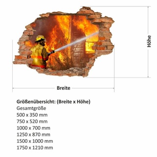 nikima Wandtattoo 054 Feuerwehr - Loch in der Wand (PVC-Folie), in 6 vers. Größen bunt 75 cm x 50 cm