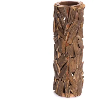 Holz Boden SÄULE Vela | 58x23cm (HxL), Teakholz | Bodenleuchter, Blumensäule, Bodenvase, Deko Säule, Teak Windlicht Säule, Treibholz Vase