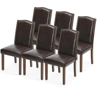 DUMOS Esszimmerstühle 6er Set, Elegant und Schön Modern Stühle Esszimmer, Pu-Leder Gepolstert küchenstühle, Esszimmerstuhl Geeignet für Küche, Wohnzimmer, Schlafzimmer (Dunkelbraun)
