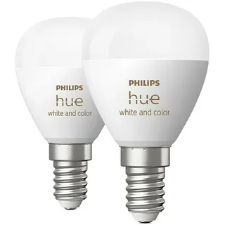 Philips Hue LED-Lampe White & Color Ambiance Tropfen  (E14, Dimmbar, RGBW, 470 lm, 5,1 W, 2 Stk.)